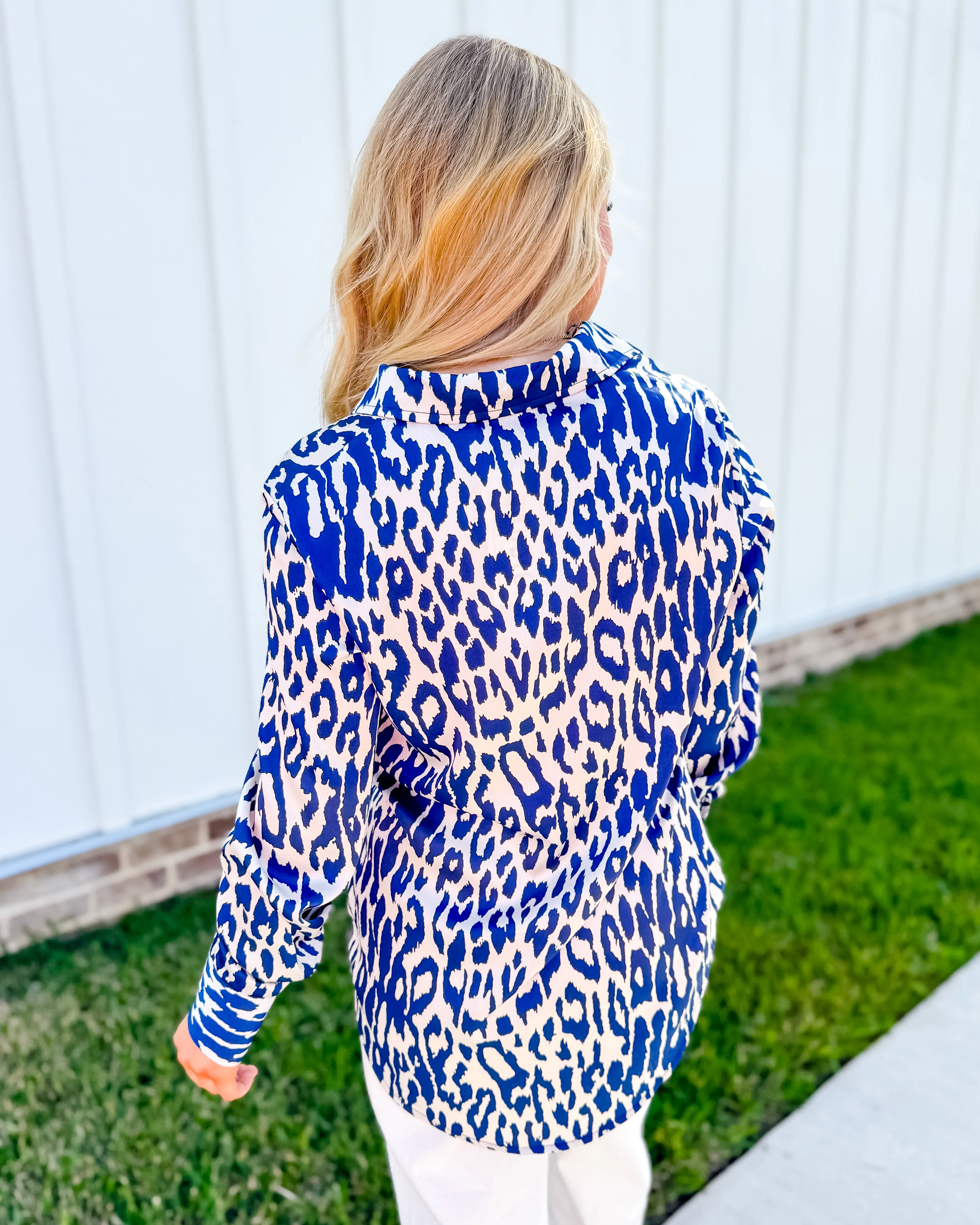 Satin Button Down Animal Print Shirt