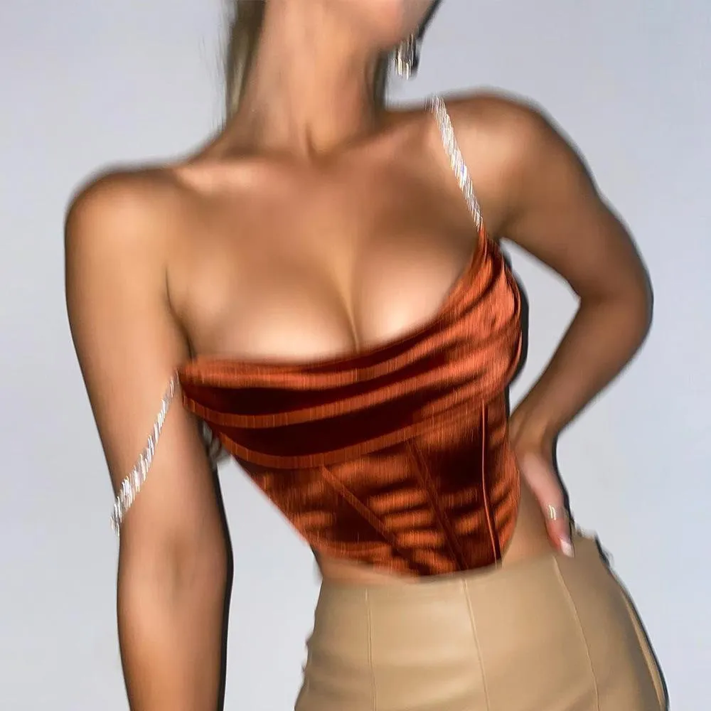 Satin Diamond Straps Corset Top