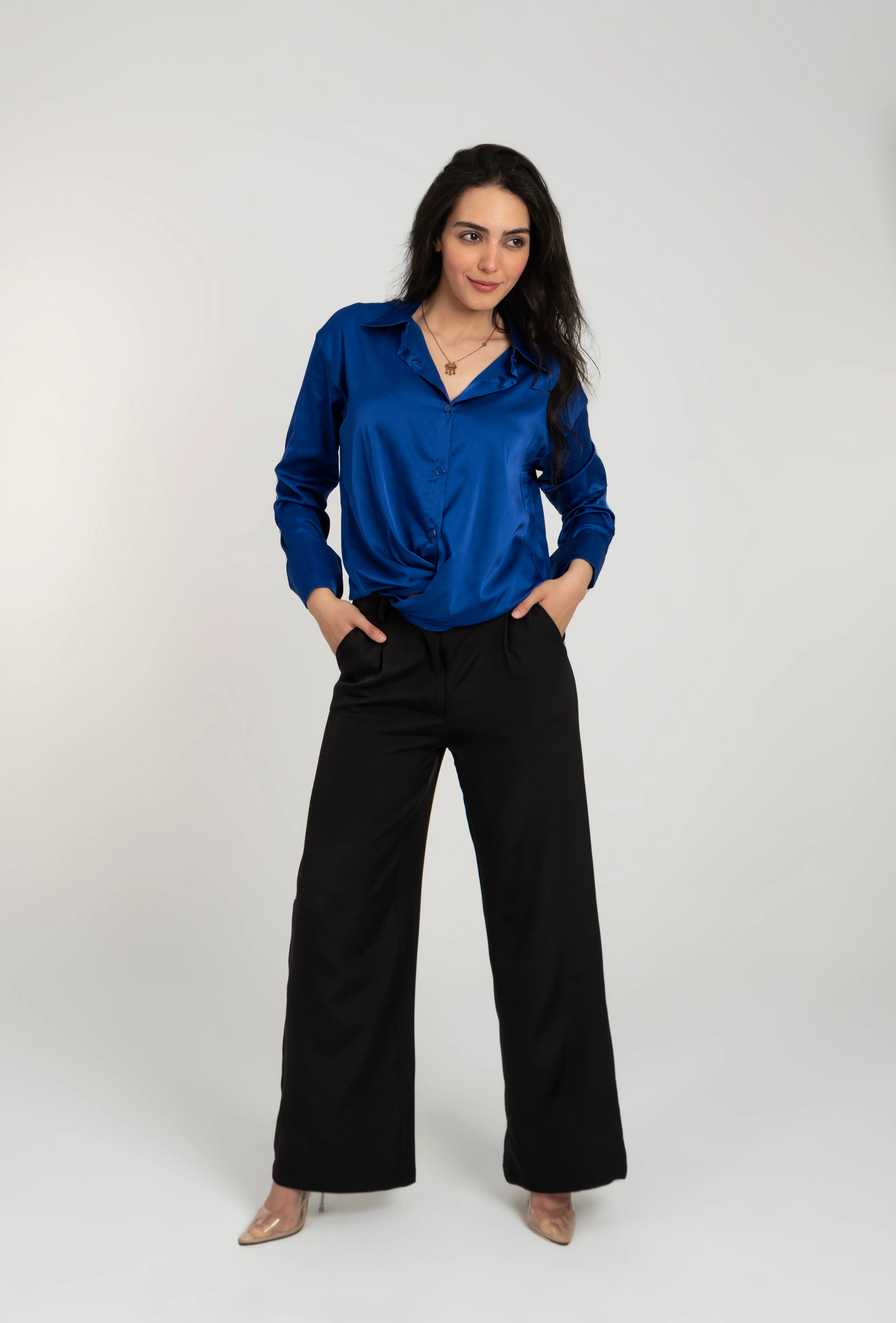 Satin Long Sleeve Blank Shirt For Women