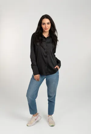 Satin Long Sleeve Blank Shirt For Women
