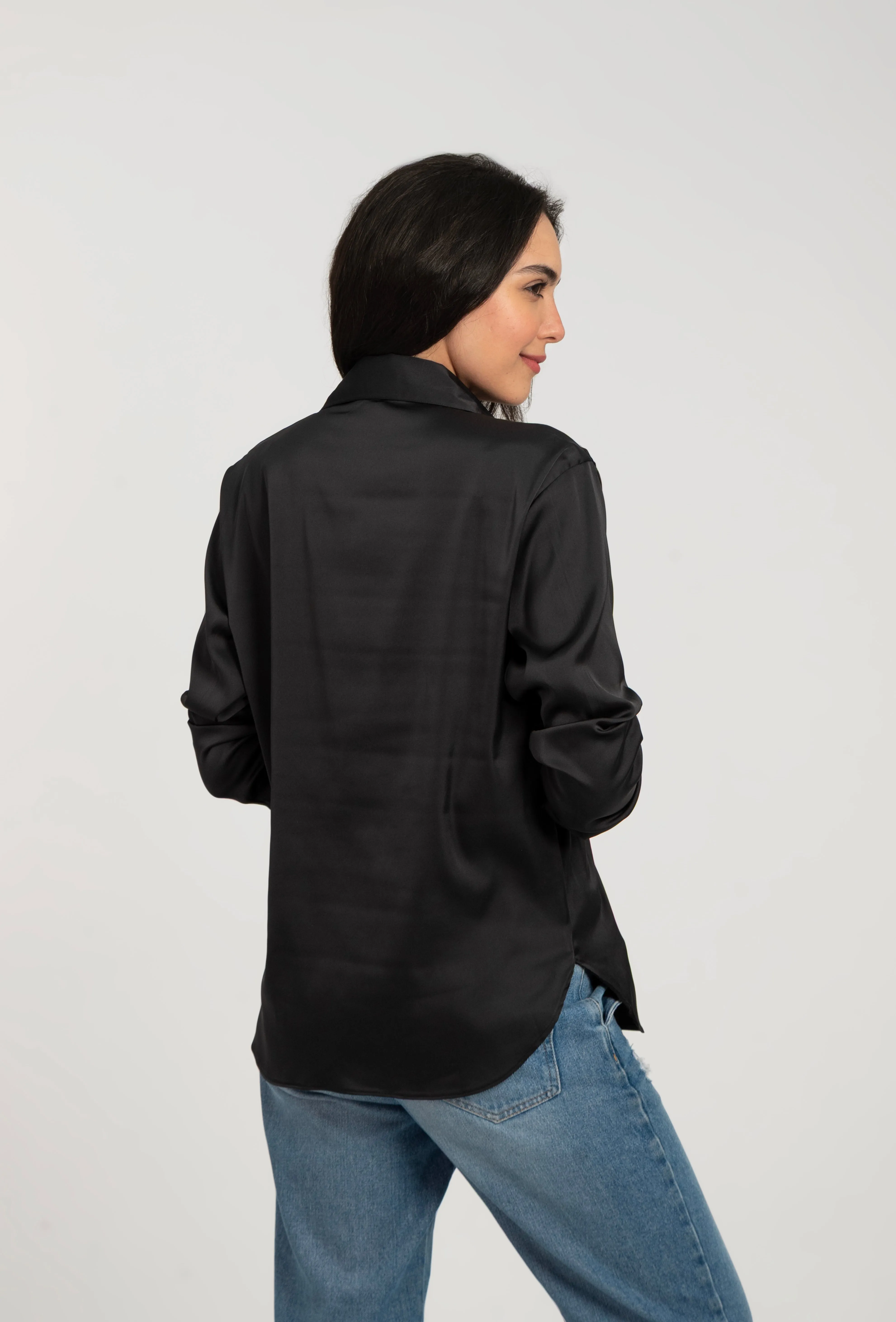 Satin Long Sleeve Blank Shirt For Women