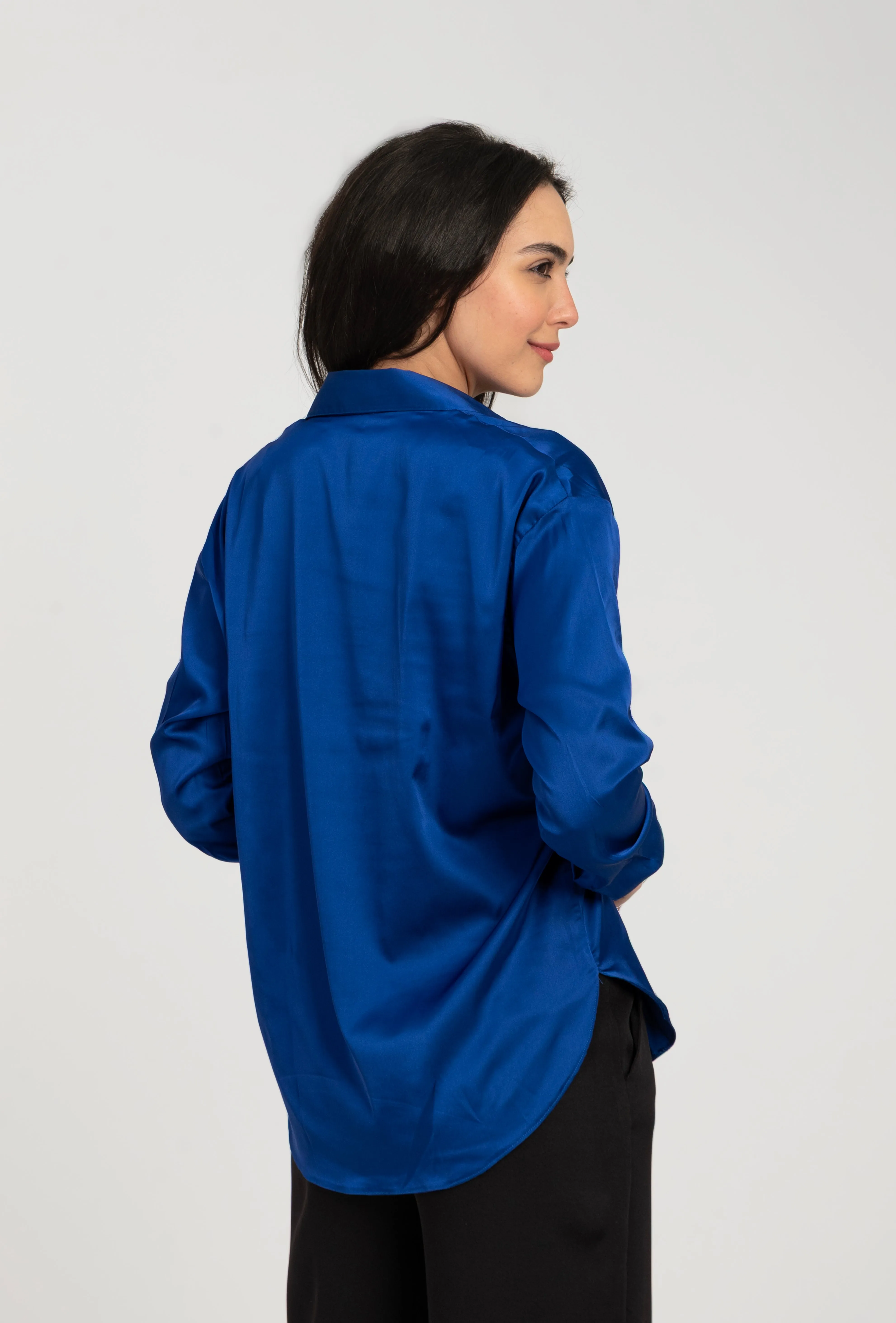 Satin Long Sleeve Blank Shirt For Women