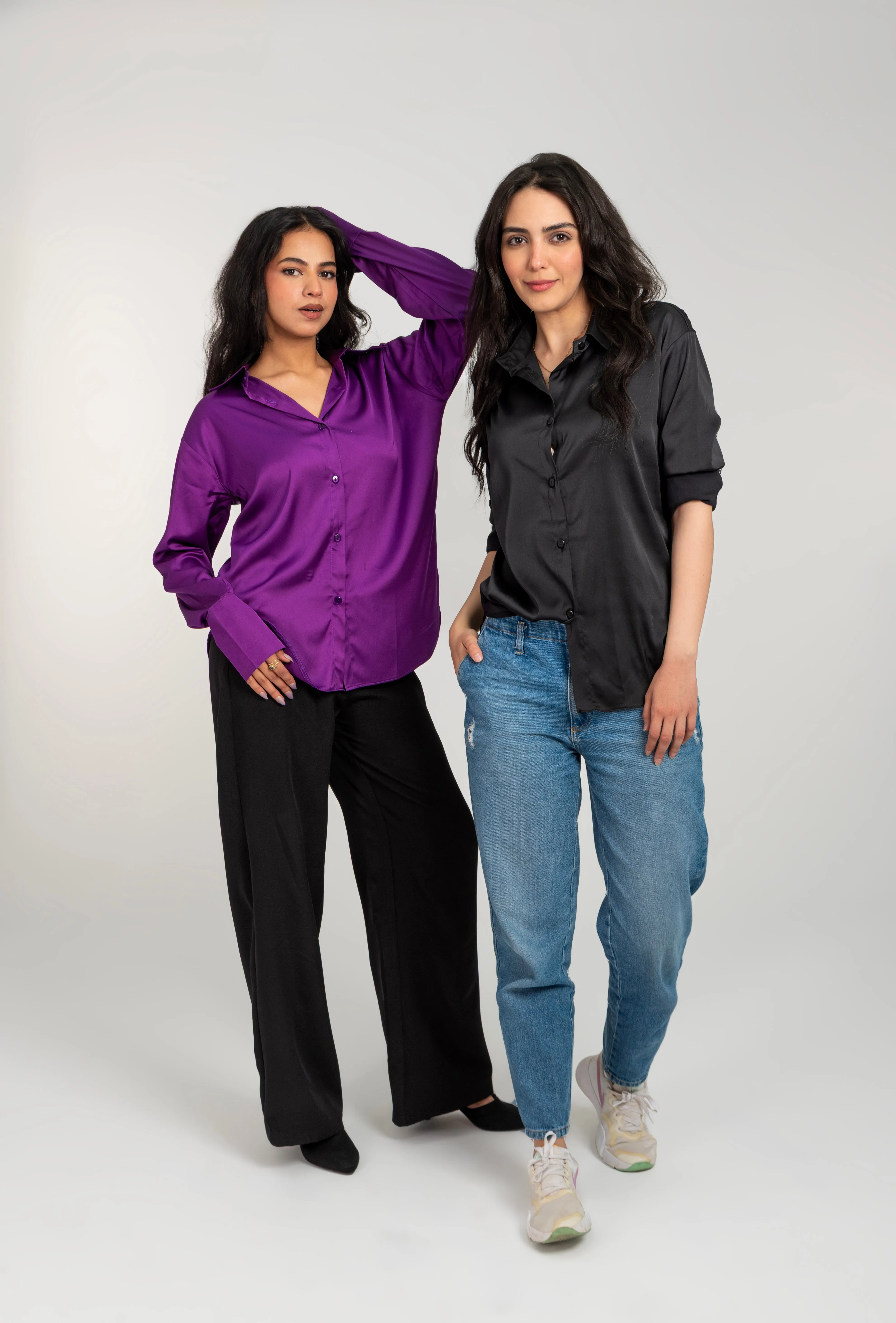 Satin Long Sleeve Blank Shirt For Women