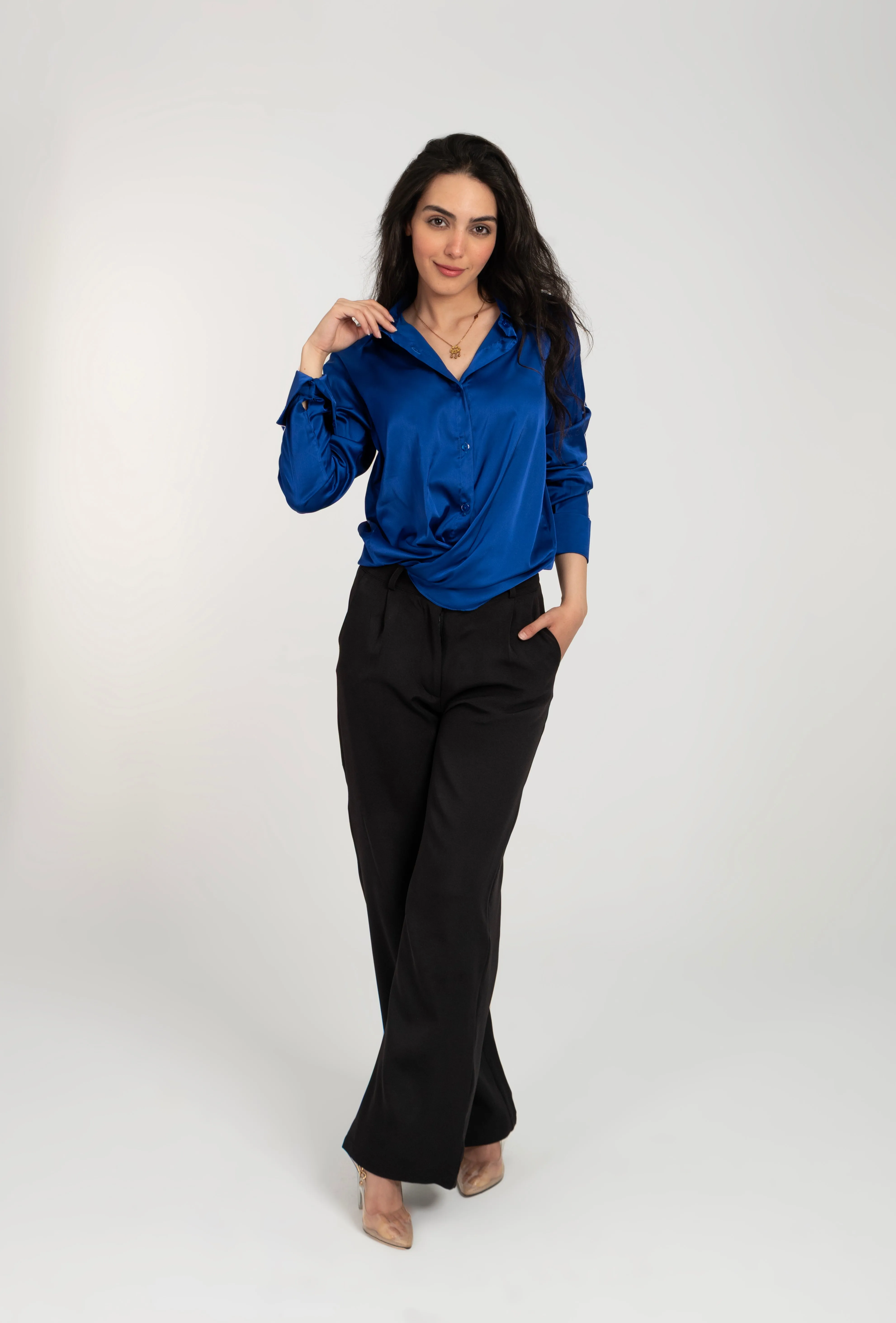 Satin Long Sleeve Blank Shirt For Women