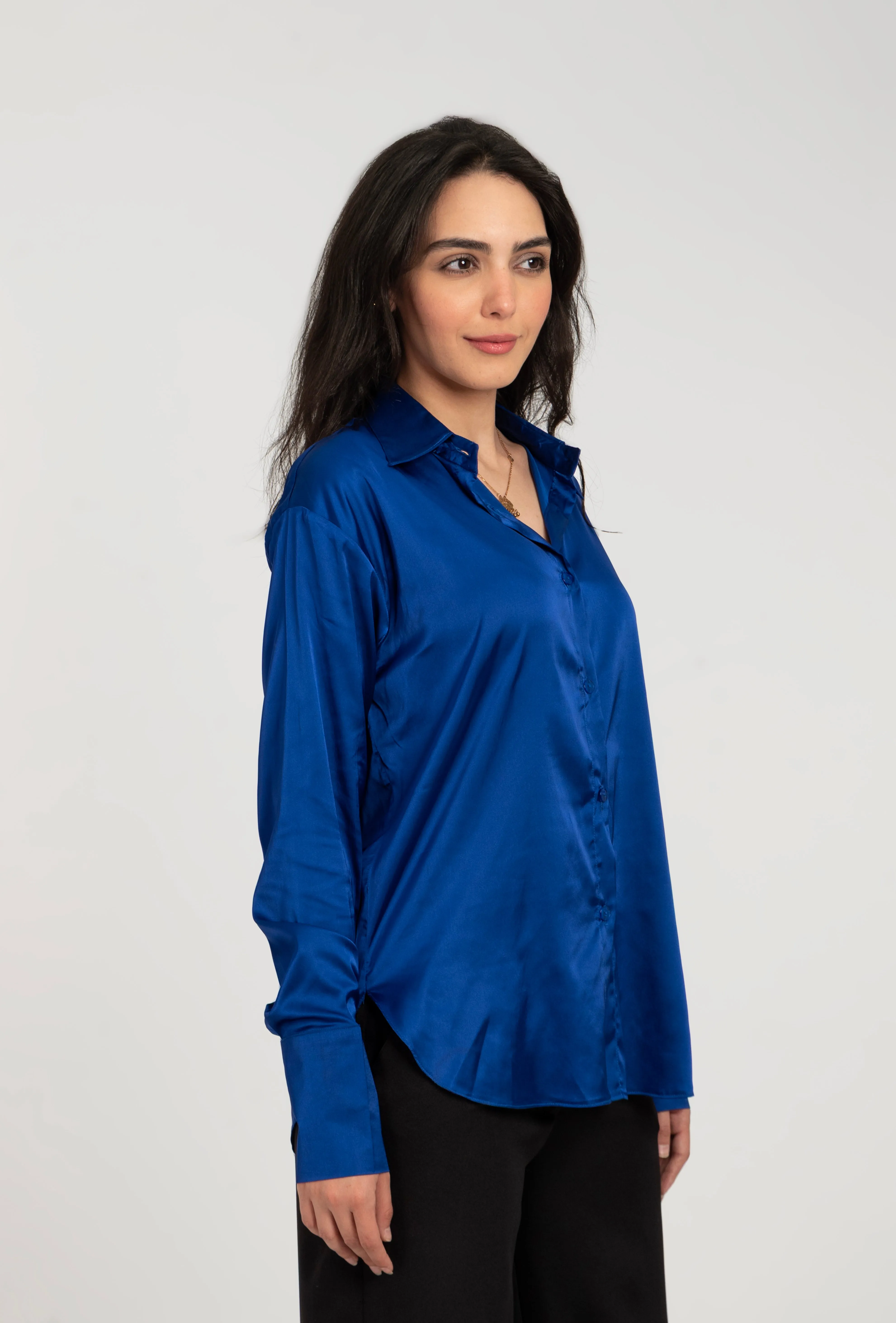 Satin Long Sleeve Blank Shirt For Women