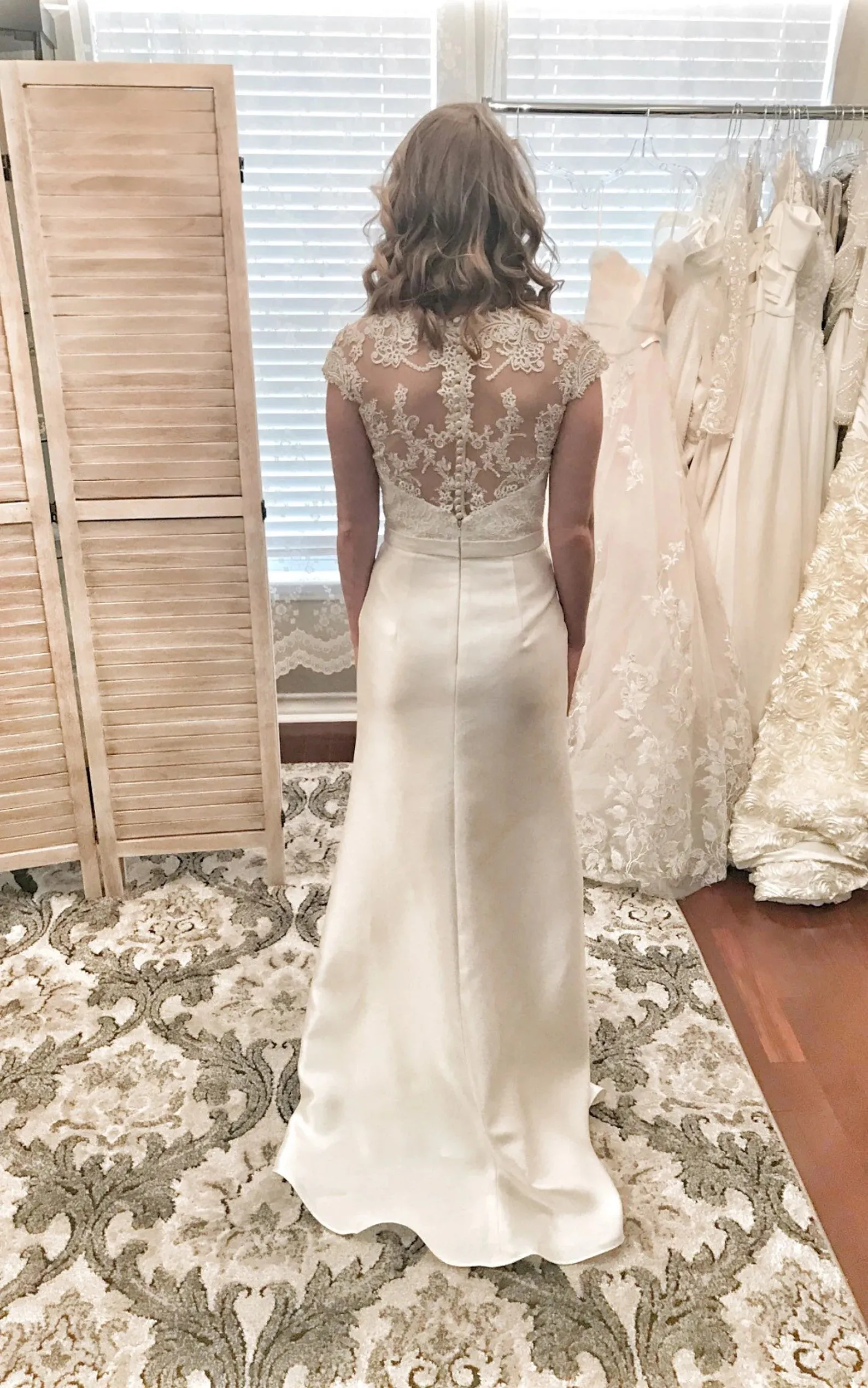 Scroll Floral Lace Sleek Fit & Flare Wedding Dress Morgan