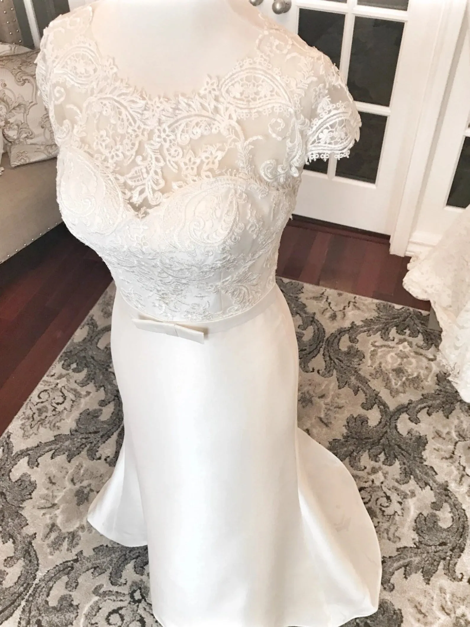 Scroll Floral Lace Sleek Fit & Flare Wedding Dress Morgan