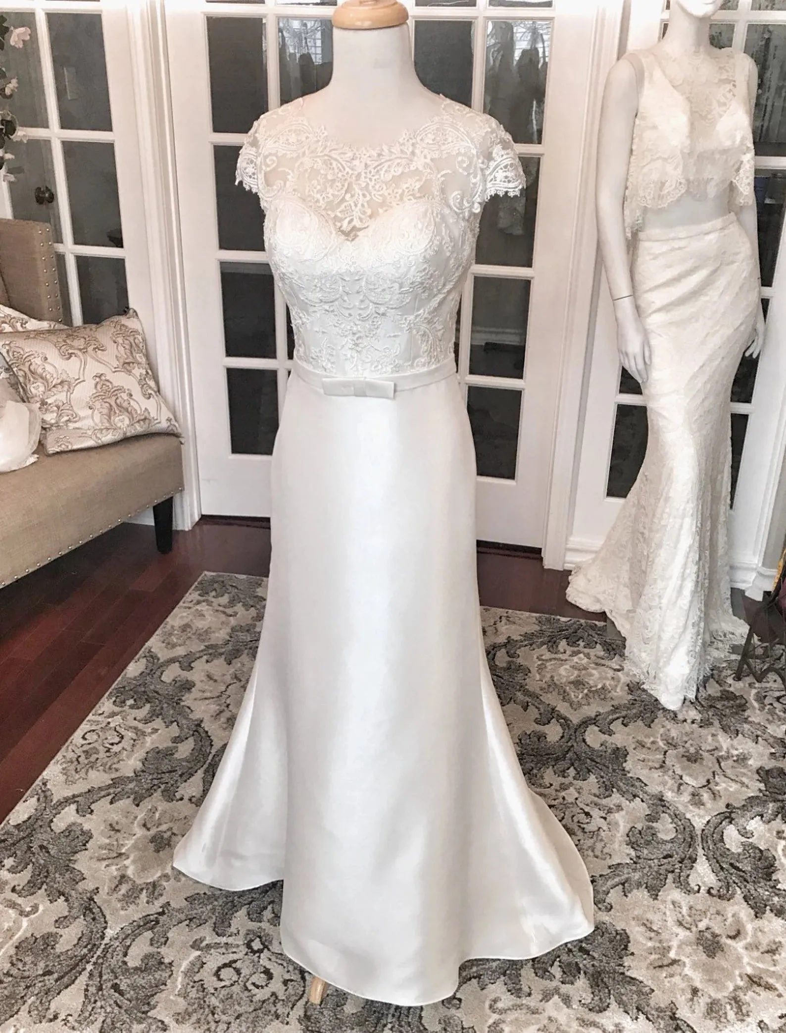 Scroll Floral Lace Sleek Fit & Flare Wedding Dress Morgan