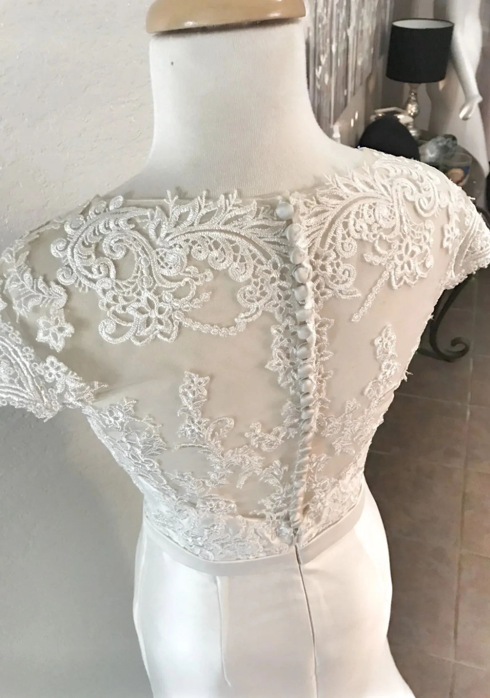 Scroll Floral Lace Sleek Fit & Flare Wedding Dress Morgan