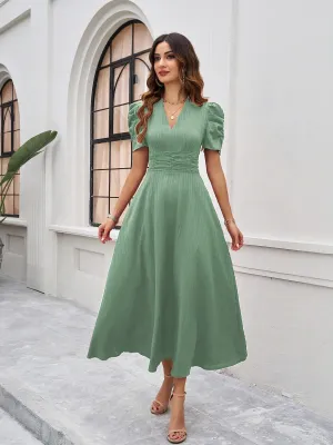 Sea Green Fit And Flare Midi Dress