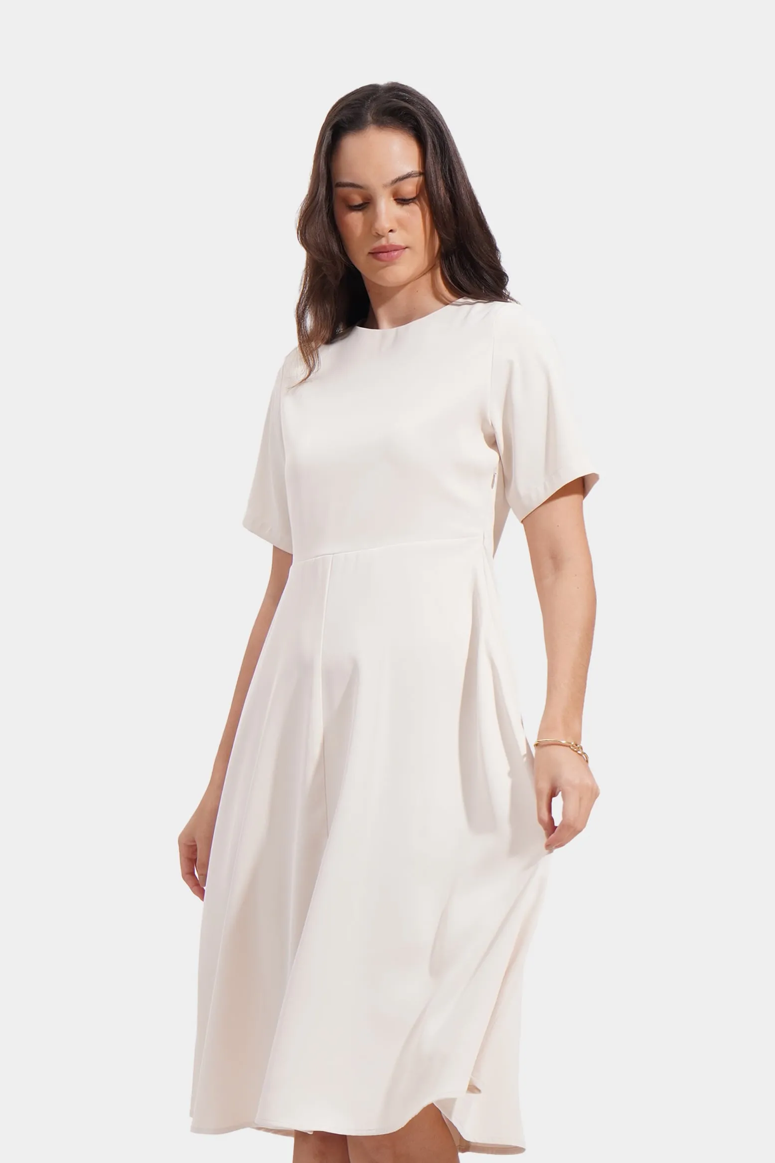 Seamed Fit And Flare Midi Dress