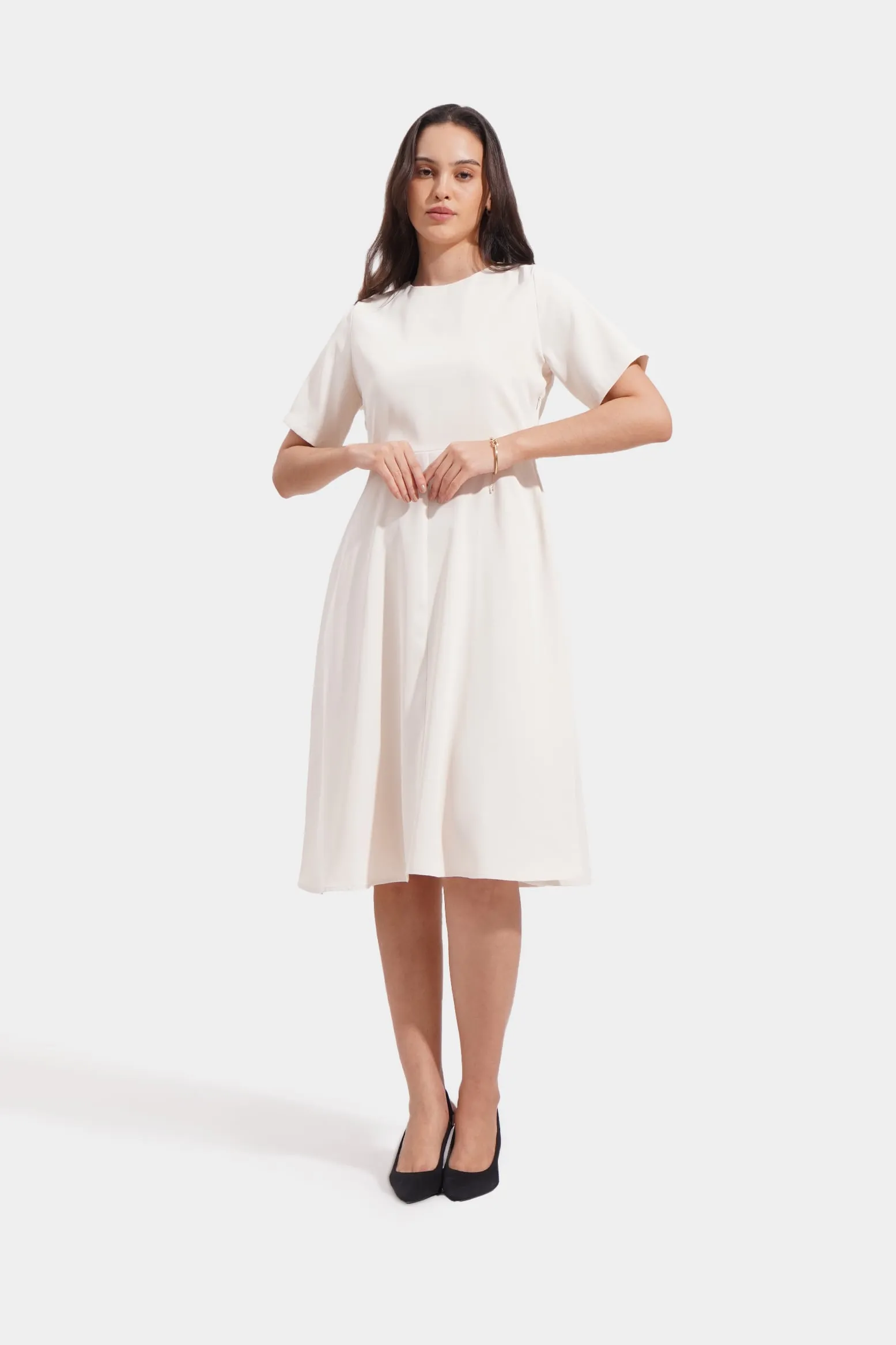 Seamed Fit And Flare Midi Dress