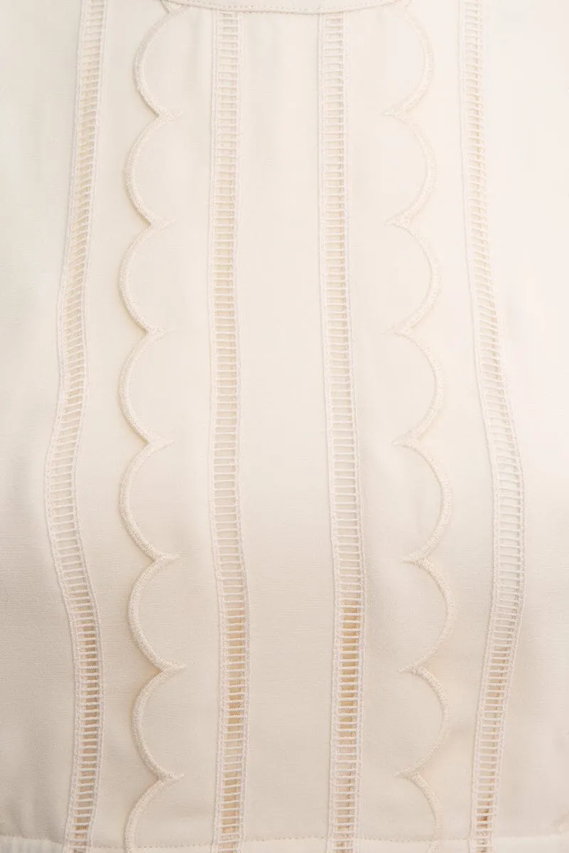 Self Portrait Cream Sleeveless Fit and Flare Mini Dress SZ 2 NWT