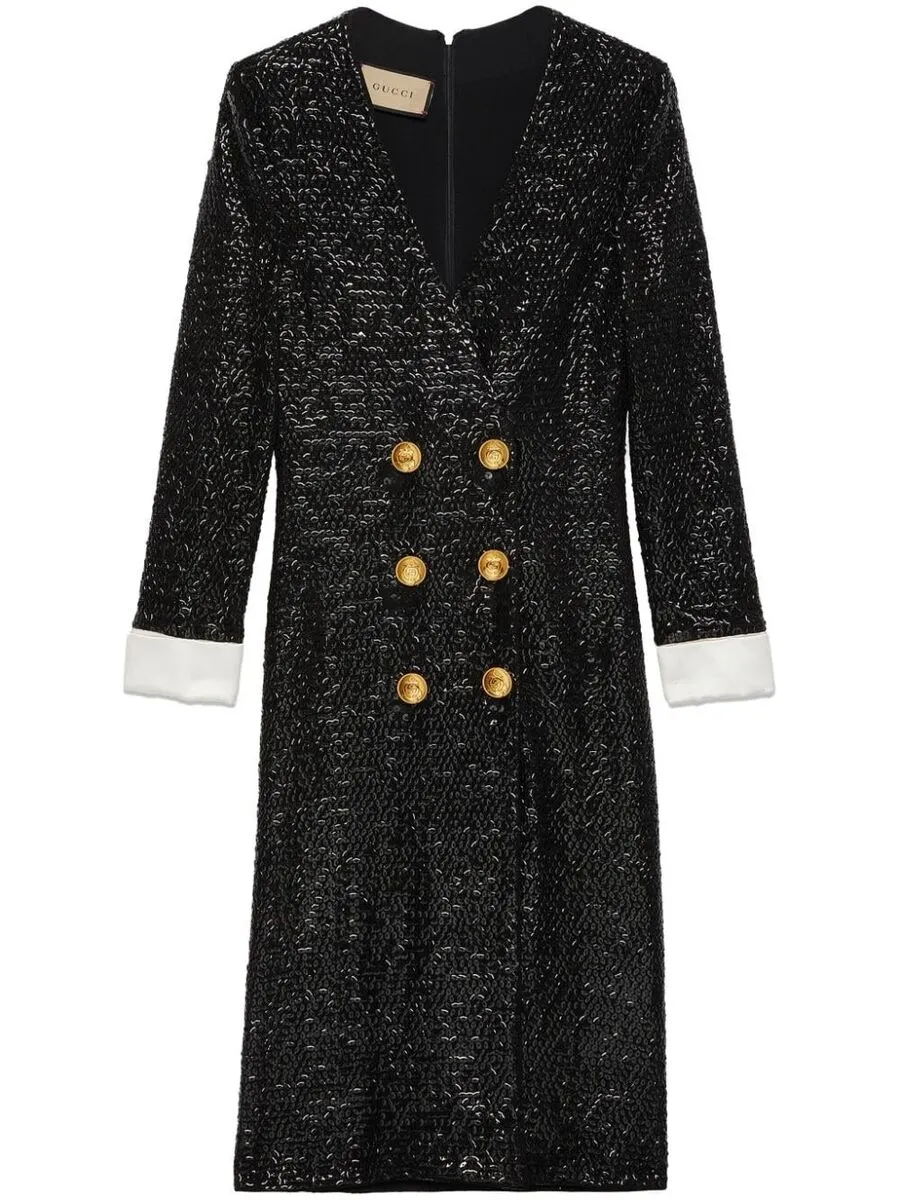 Sequin-embellished V-neck Midi Dress