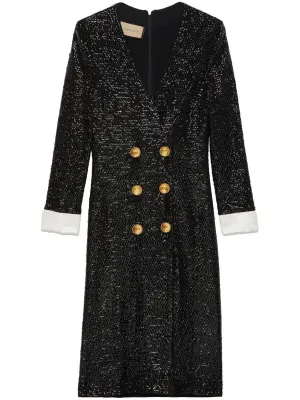 Sequin-embellished V-neck Midi Dress
