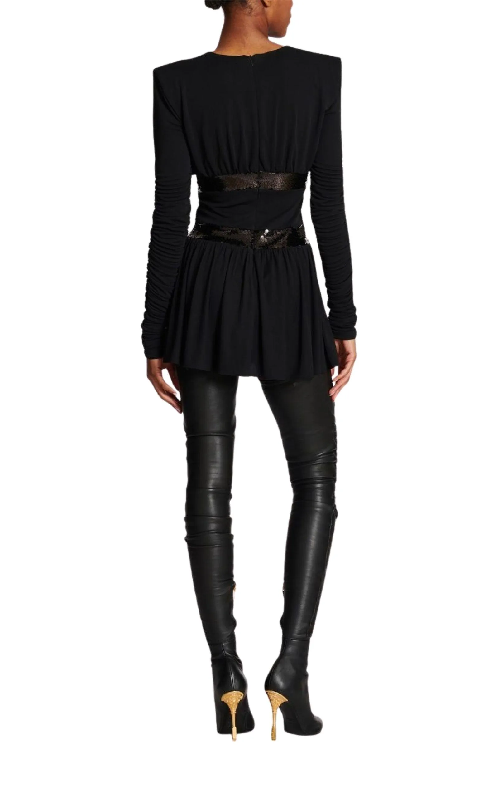 Sequin-embellished V-neck Mini Dress
