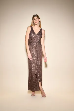 Sequin Ruffle Sleeveless Maxi Dress