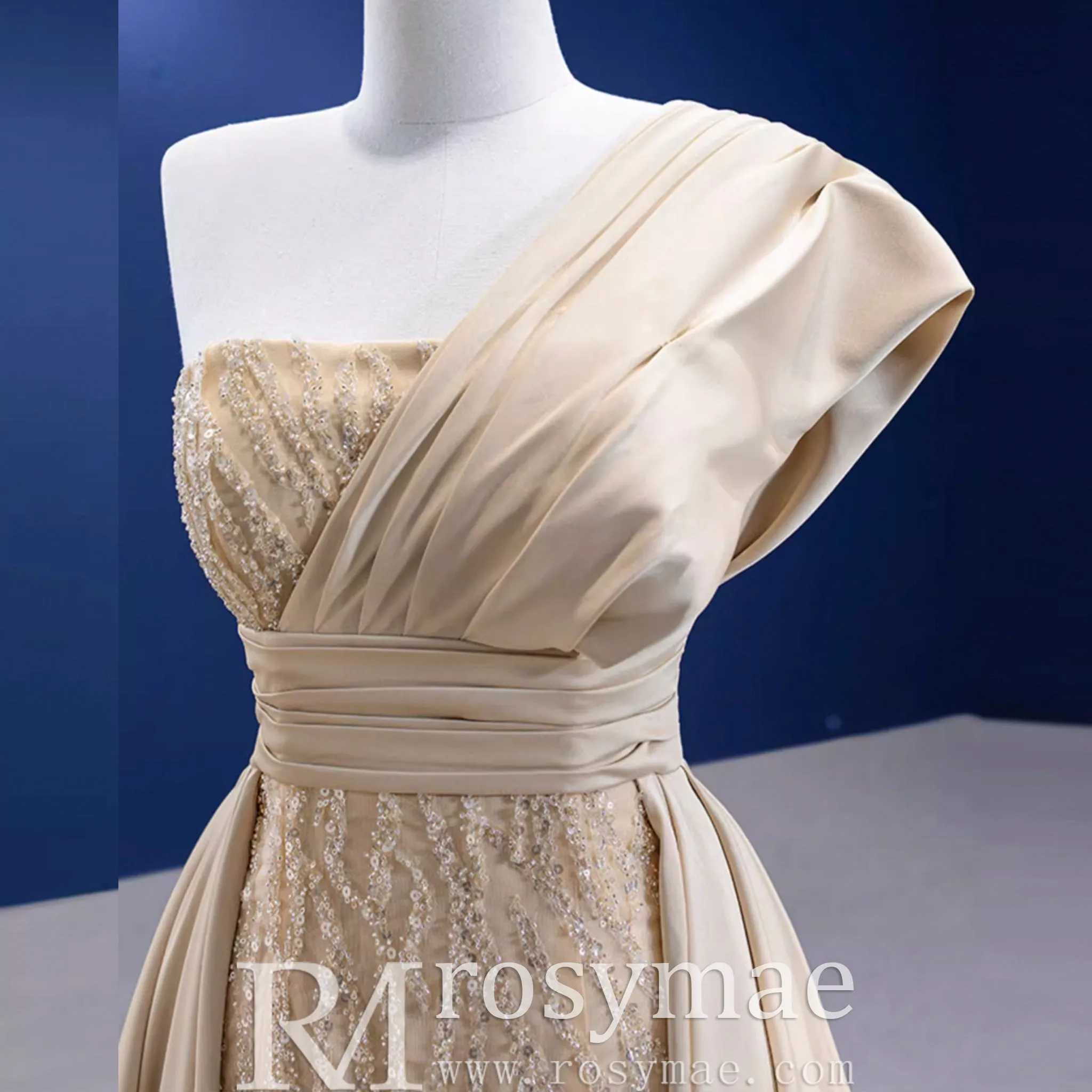 Sequins Glitter Prom Dress Detachable Train Mermaid Evening Gown