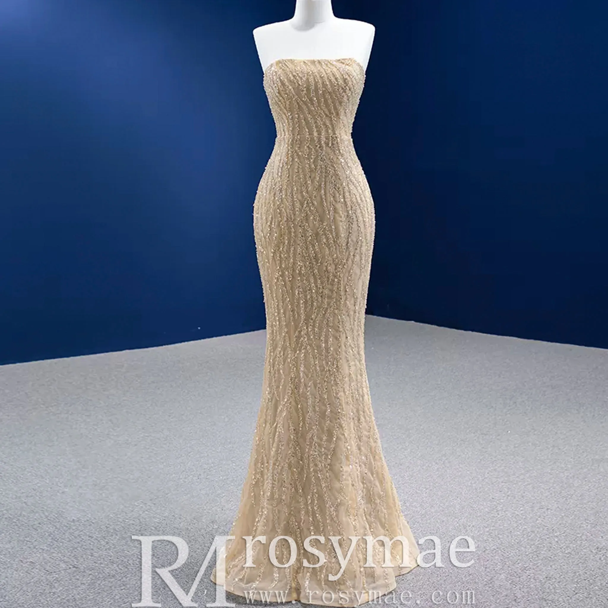 Sequins Glitter Prom Dress Detachable Train Mermaid Evening Gown