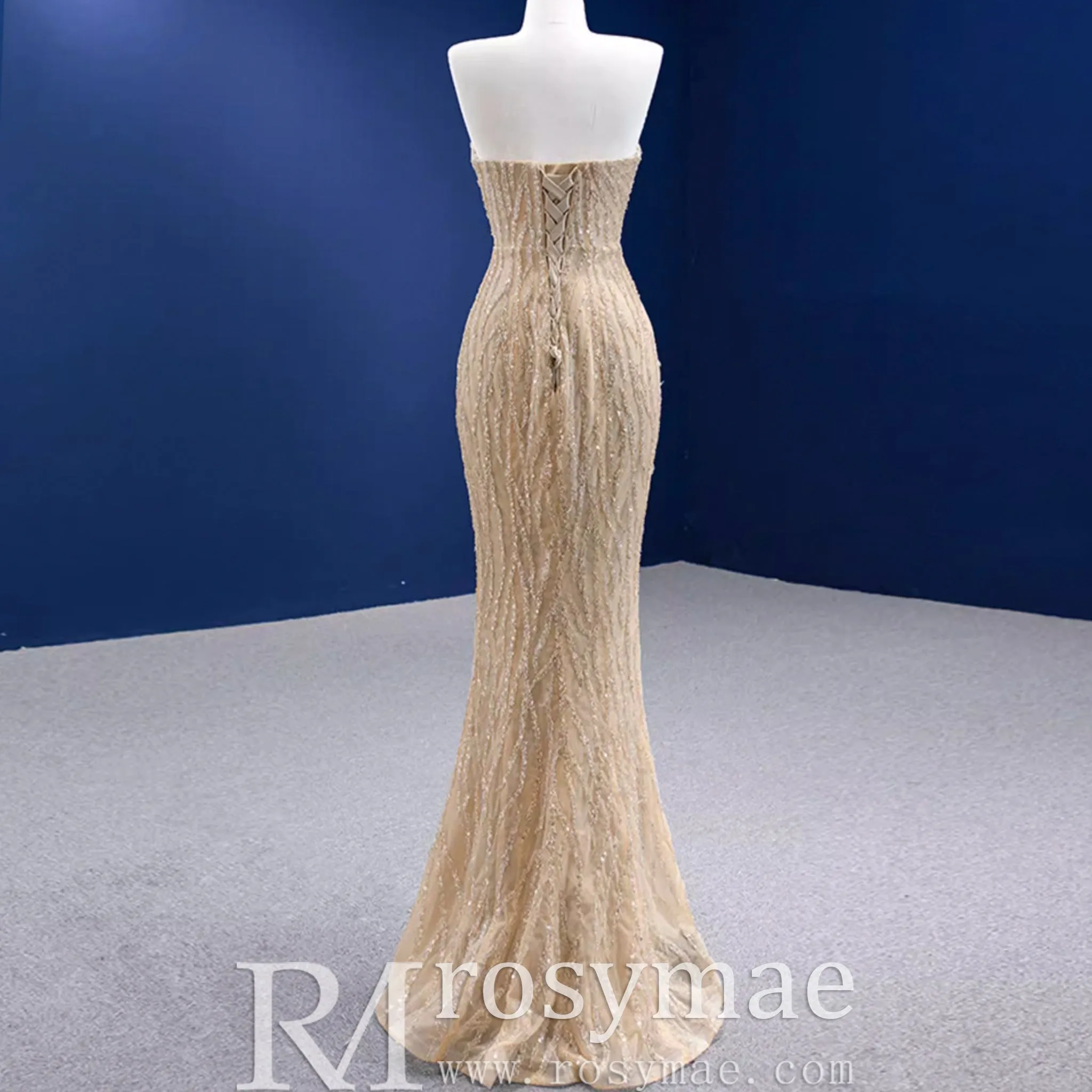 Sequins Glitter Prom Dress Detachable Train Mermaid Evening Gown