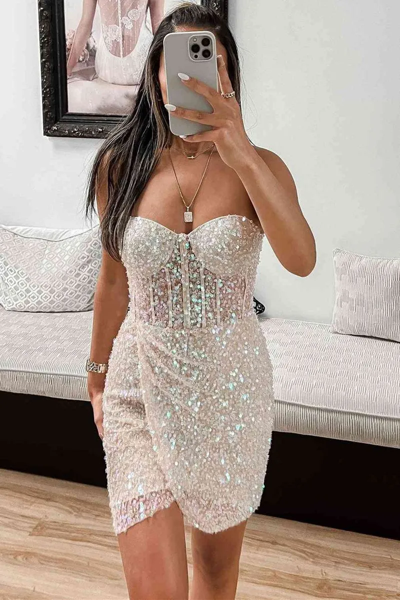 Sheath Sweetheart Sequins Homecoming Dresses