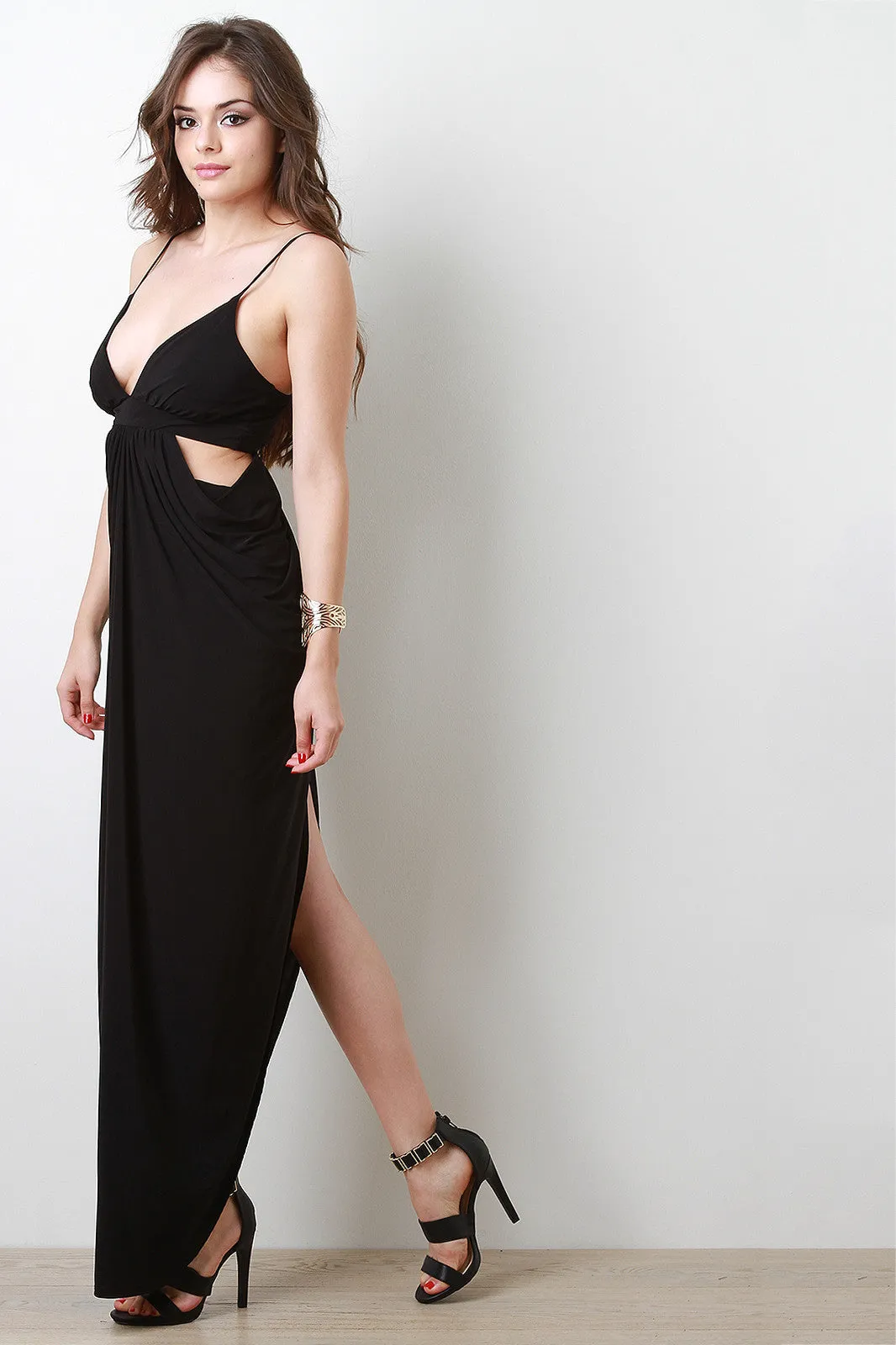 Side Cutout Drape Maxi Dress