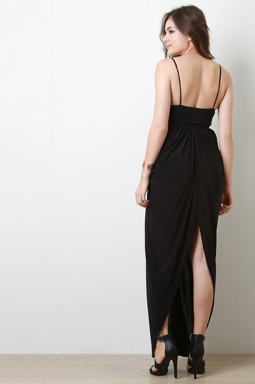 Side Cutout Drape Maxi Dress