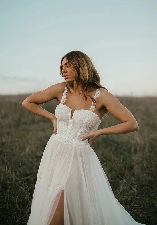 Simple Wedding Dresses Sweetheart Boho Long Wedding Gowns Sexy Side Split Tulle Elegant Bride Dress vestidos de novia