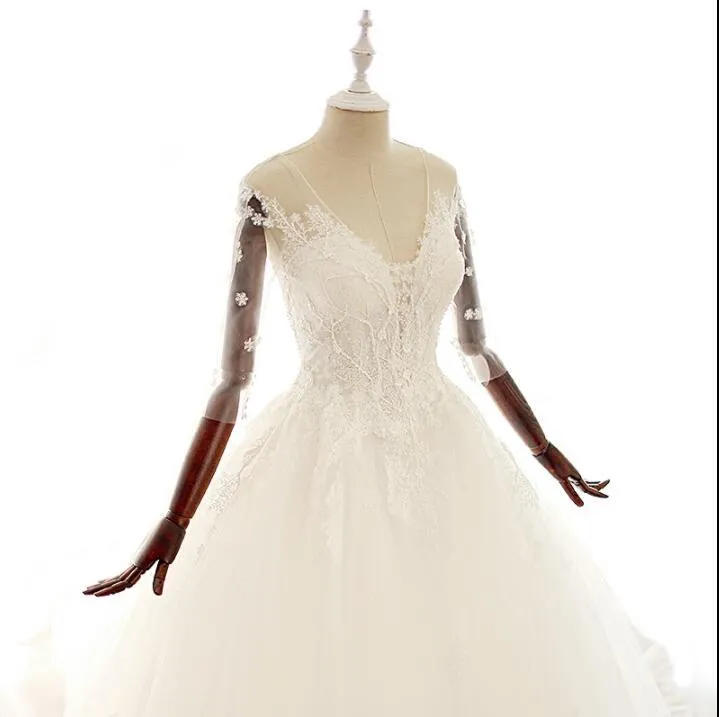 Sleeveless V Neck Tulle Beautiful Wedding Dresses, White Ivory Lace Up Back Bridal Gown, 2018 Spring Summer Bridal Wedding dress, WD0286