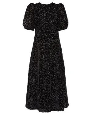 Sophia Burnout Velvet Puff Sleeve Dress