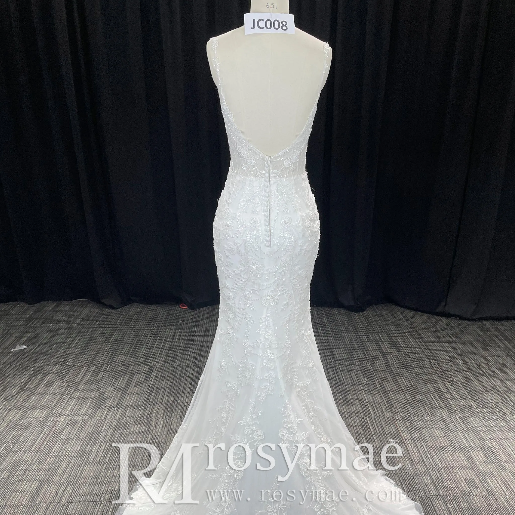 Spaghetti Straps Lace Mermaid Wedding Dresses Long Train