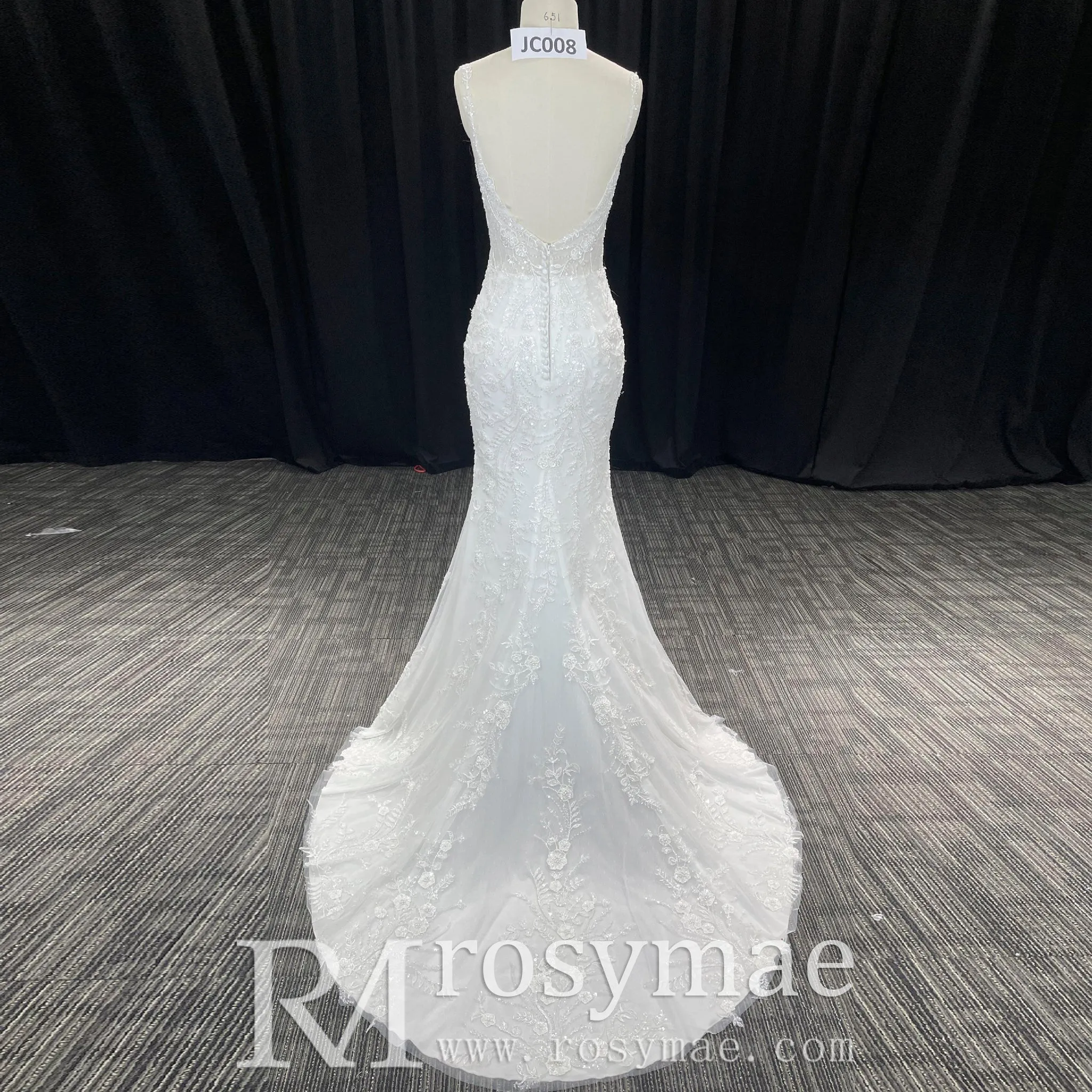 Spaghetti Straps Lace Mermaid Wedding Dresses Long Train