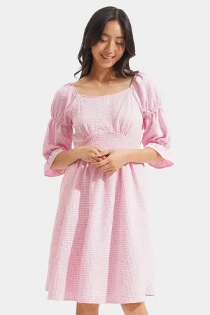 Square Neck Fit And Flare Dress
