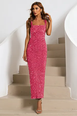 Square Neck Sequin Cocktail Dress