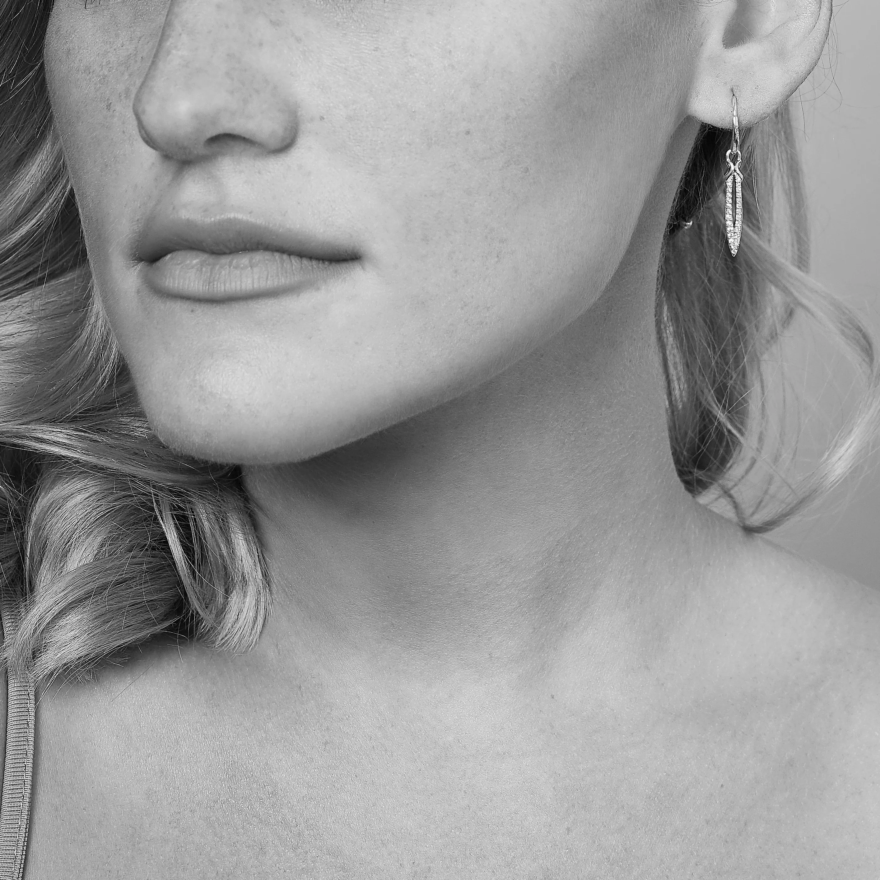 Stiletto Pavé Earring Mini - Sterling Silver   CZ Blanc