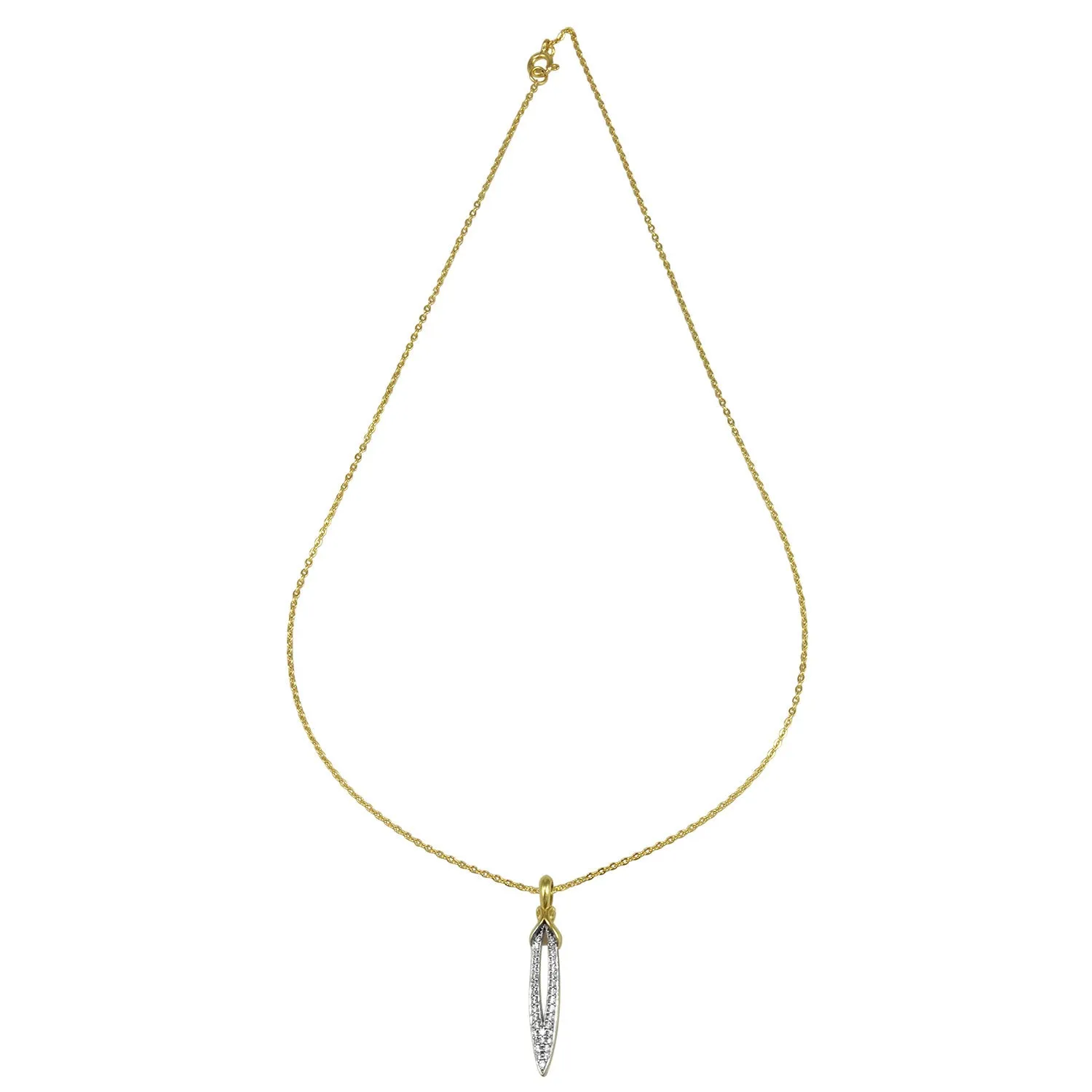 Stiletto Pavé Pendant - 18K Gold Vermeil   CZ Blanc