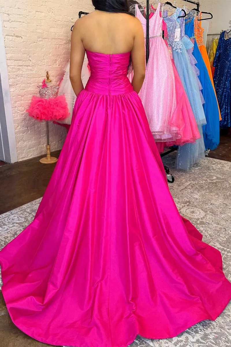 Strapless Beaded A-line Long Prom Dressess