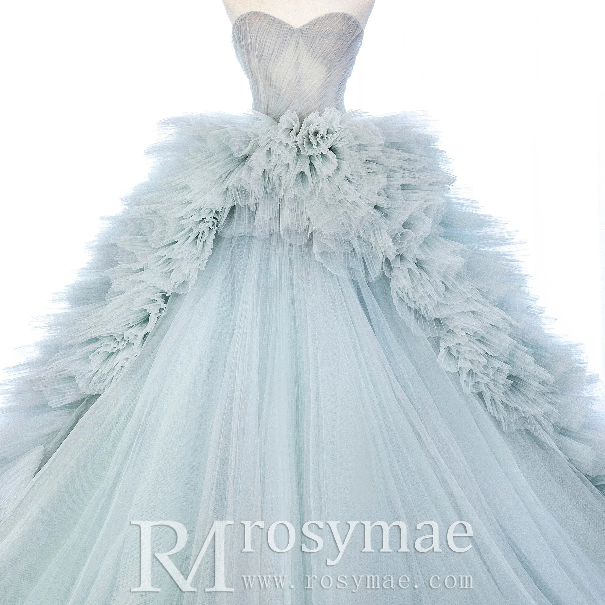Strapless Light Blue Puffy Skirt Quinceanera Dresses