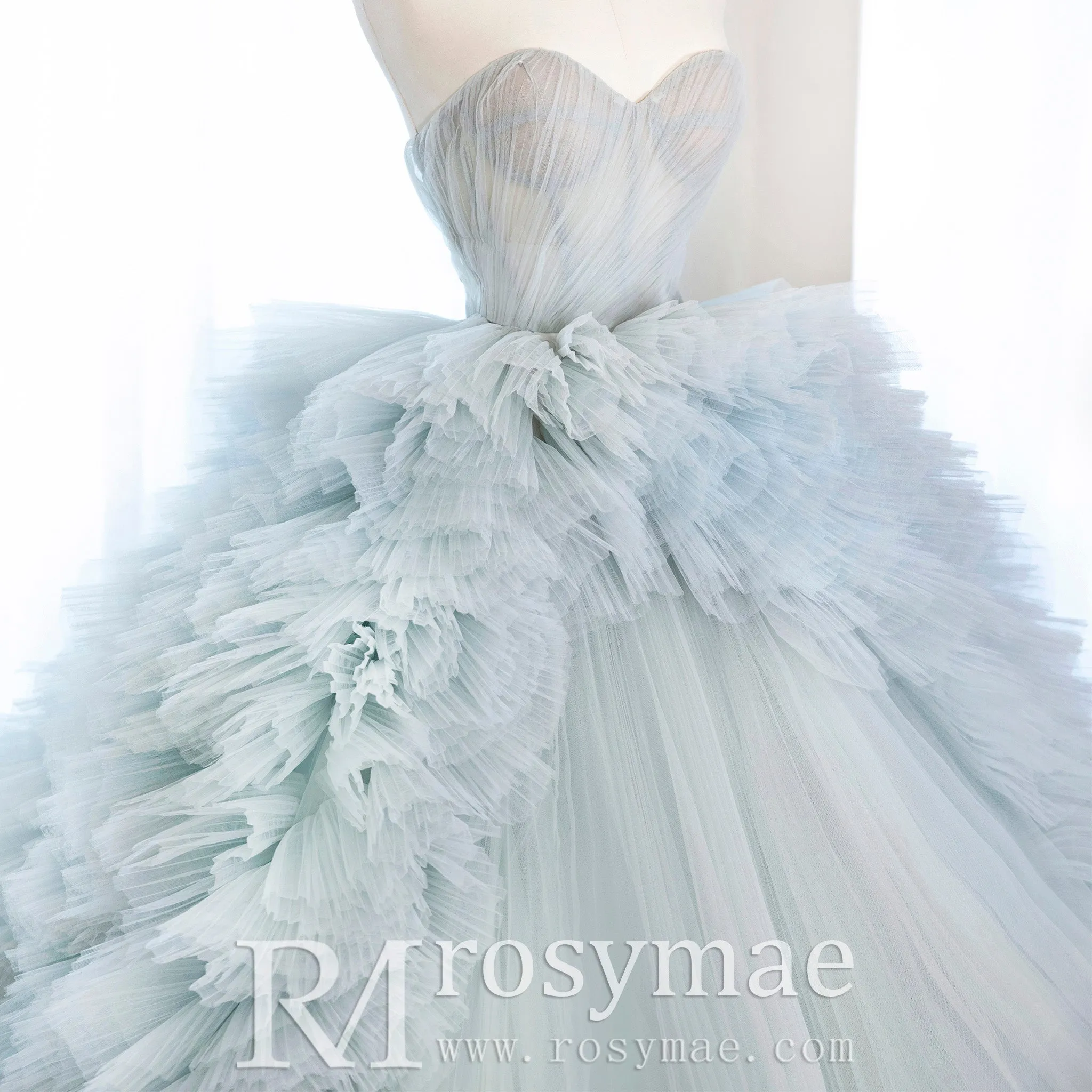 Strapless Light Blue Puffy Skirt Quinceanera Dresses