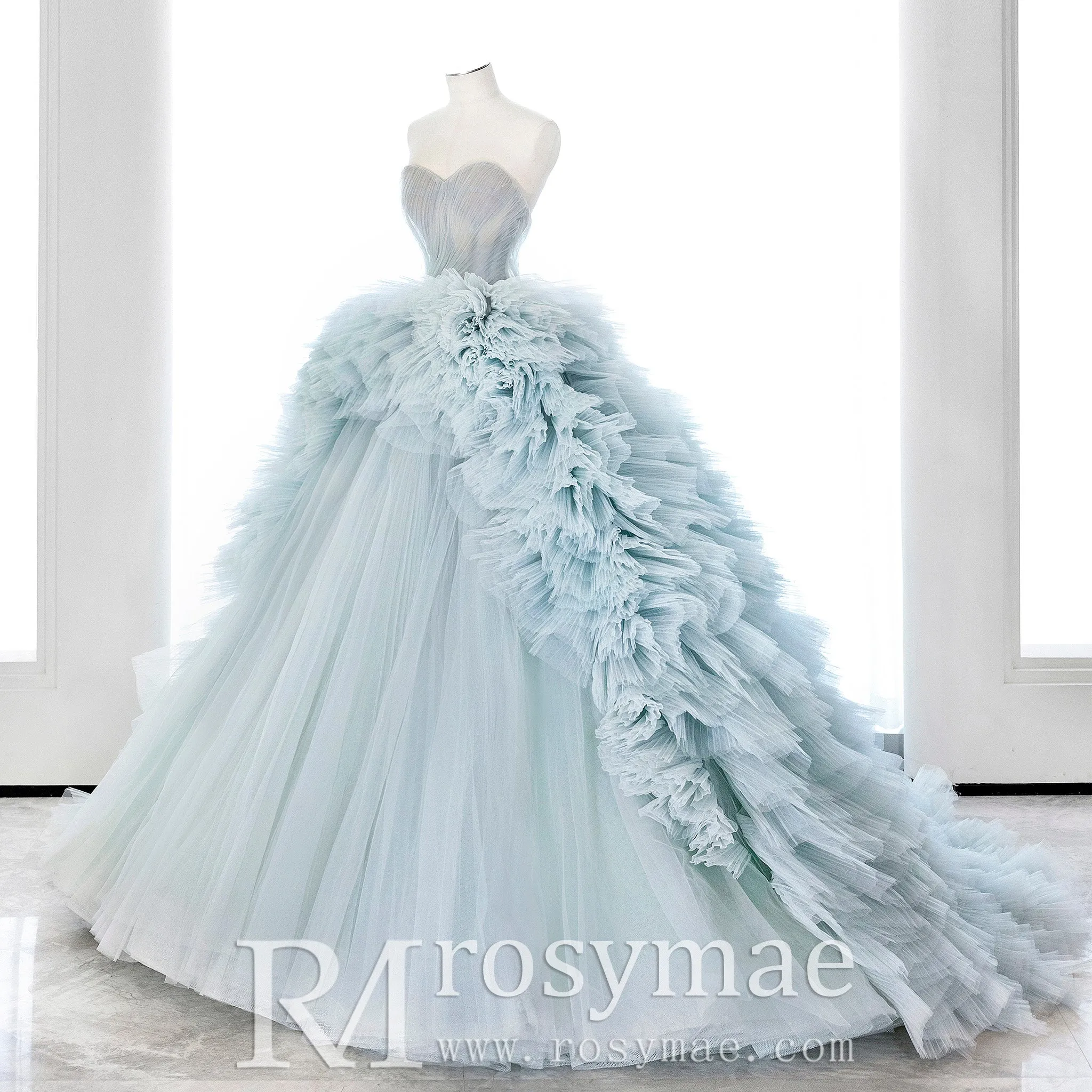 Strapless Light Blue Puffy Skirt Quinceanera Dresses