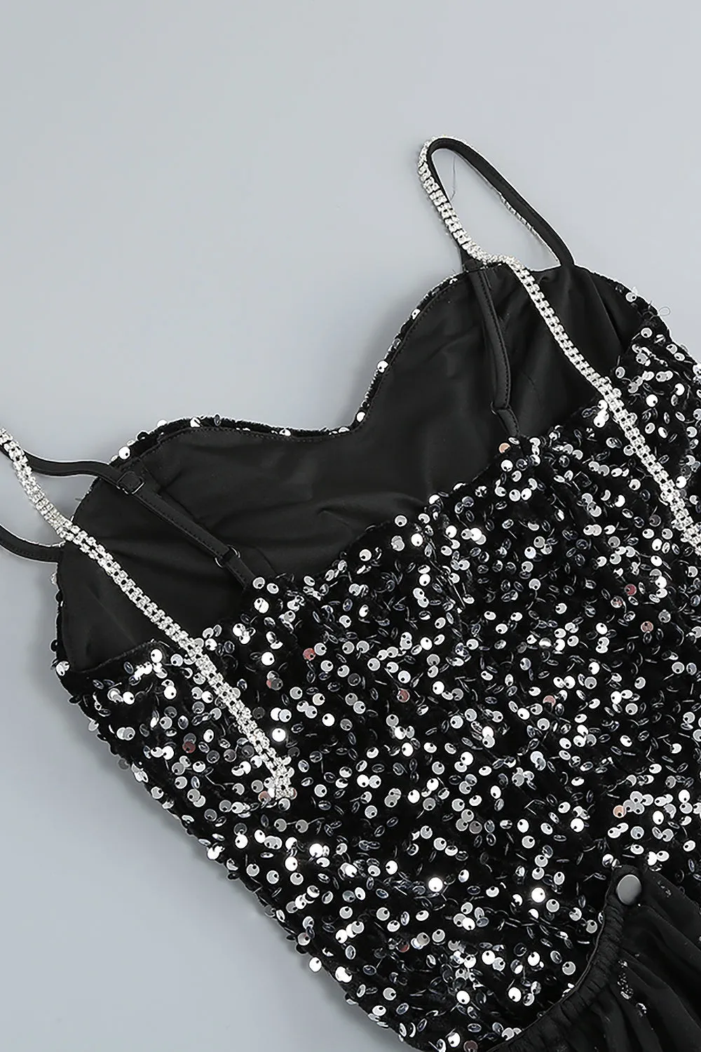 Strappy Sequin Mesh A-Line Dress