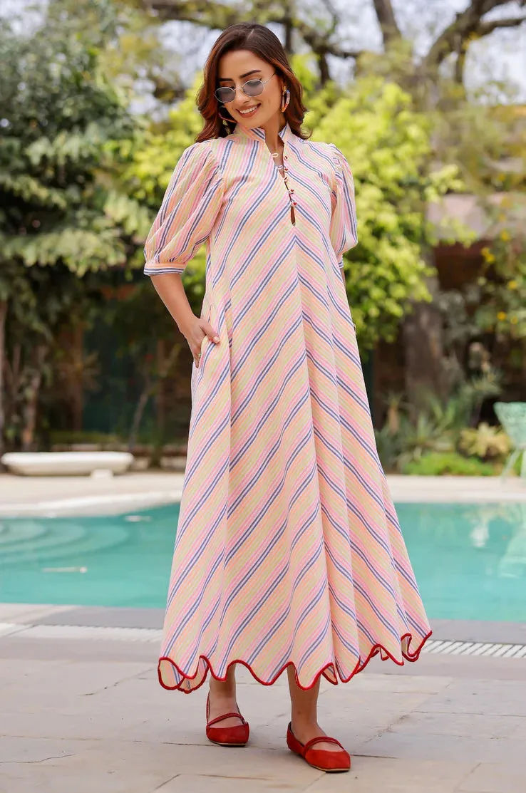 Stripes A-line Maxi Dress