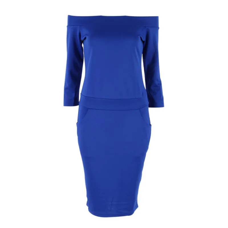 Summer Fashion Sexy Club Dresses Women Dress 3/4 Sleeve Slash Neck Off Shoulder Dresses