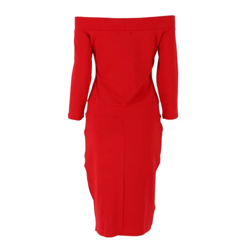 Summer Fashion Sexy Club Dresses Women Dress 3/4 Sleeve Slash Neck Off Shoulder Dresses