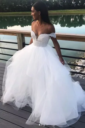Sweetheart Off-the-shoulder Bridal Dress Tulle Skirt Train