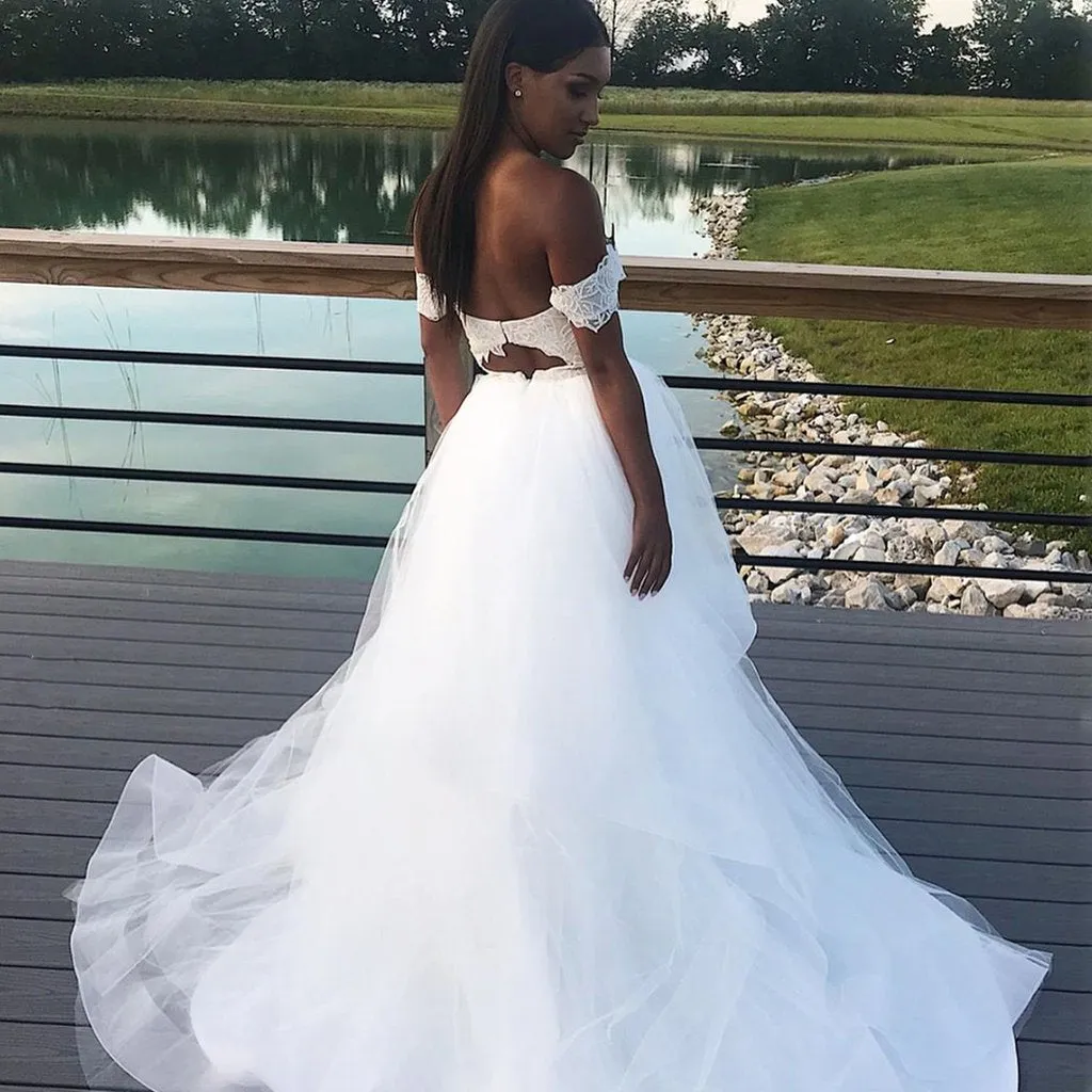 Sweetheart Off-the-shoulder Bridal Dress Tulle Skirt Train