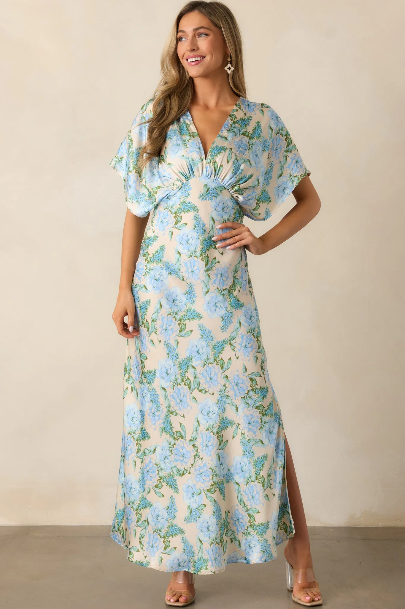 The Lilian Sky Blue Floral Maxi Dress