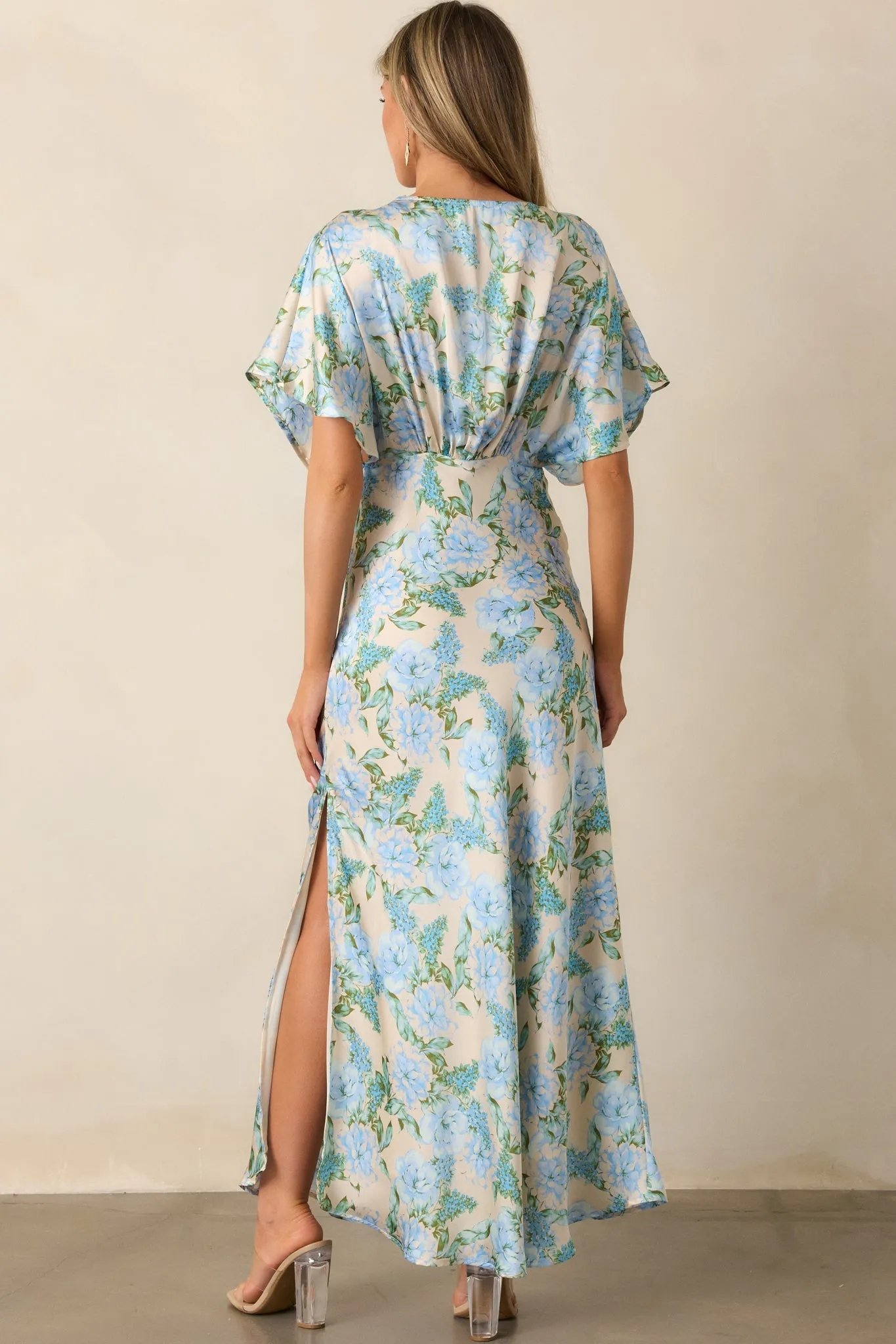 The Lilian Sky Blue Floral Maxi Dress