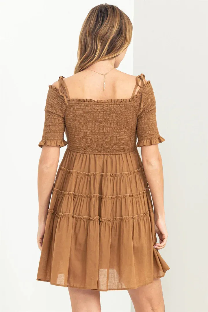 Tie Strap Smocked Mini Dress