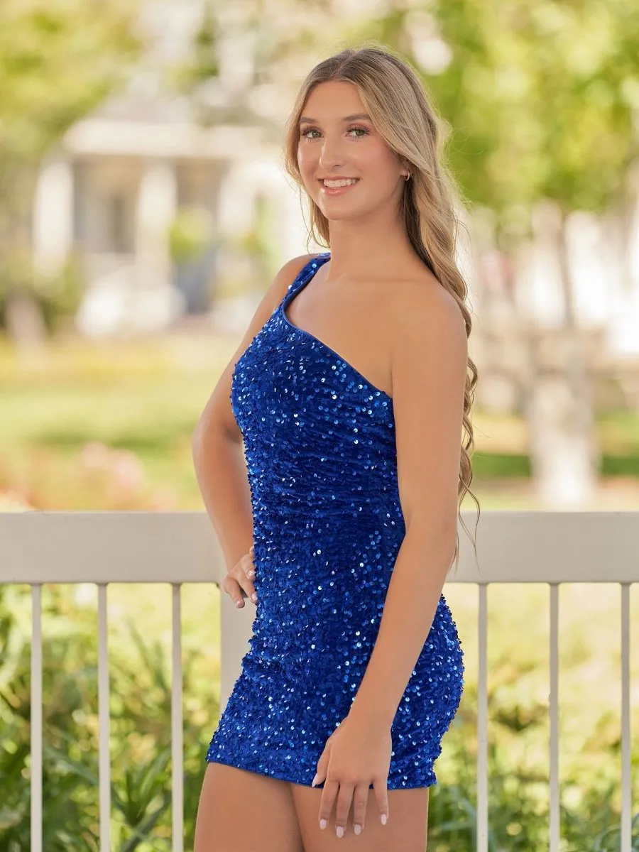 Tight Sequins One Shoulder Homecoming Dresses